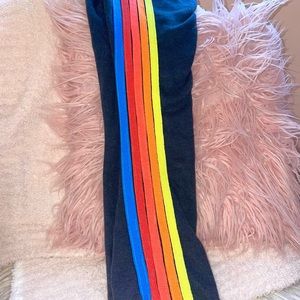 AVIATOR NATION 6 STRIPE CHARCOAL AND NEON SWEATS!